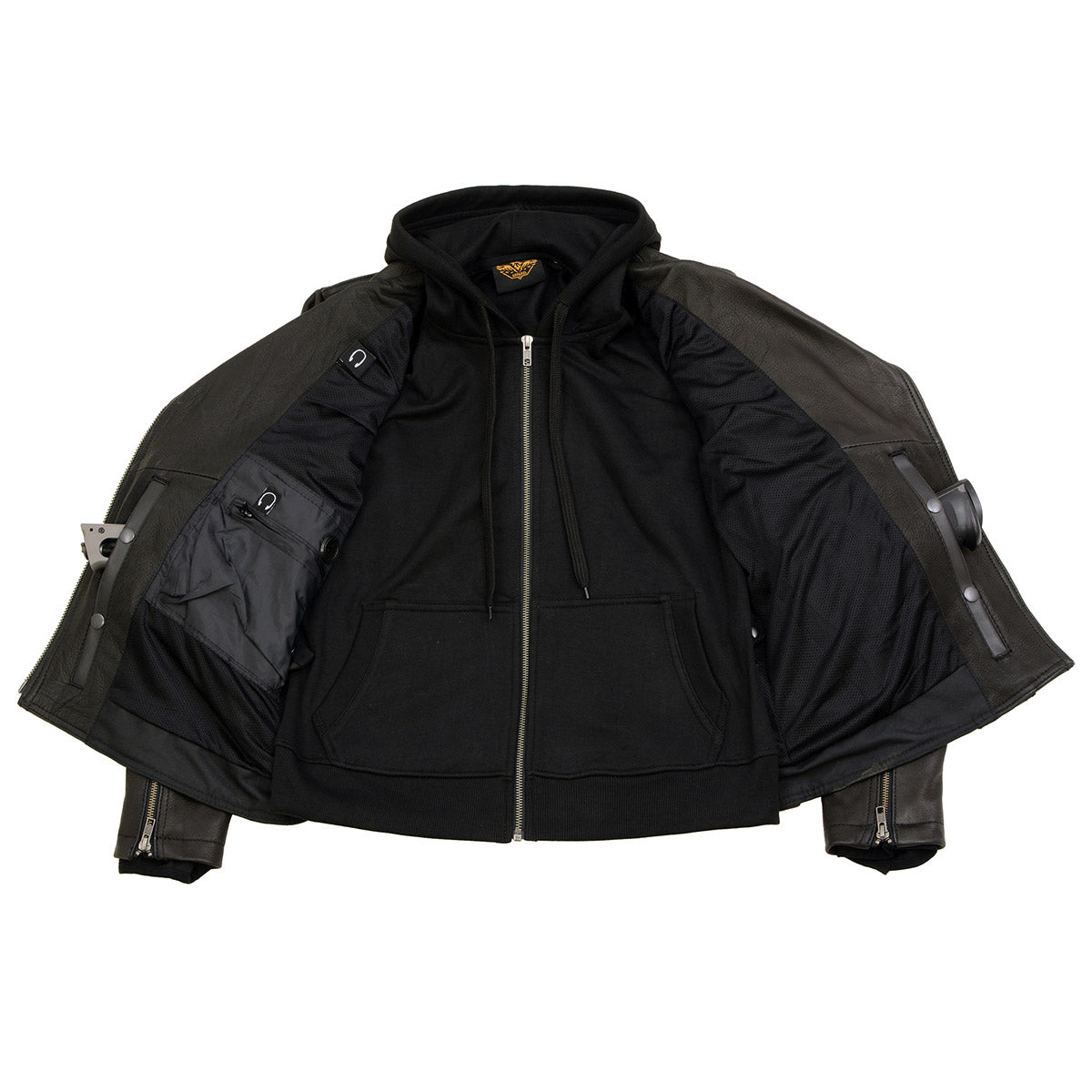 Milwaukee Leather Women’s Galactica Black Leather Vented Motorcycle Jacket with Removable Hoodie - MLL2575