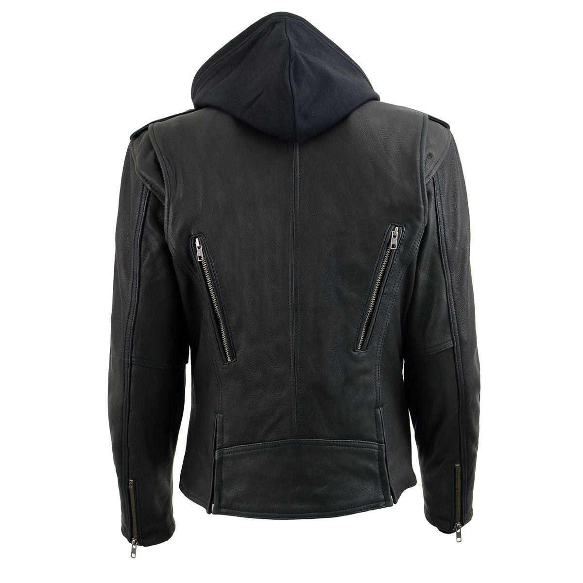 Milwaukee Leather Women’s Galactica Black Leather Vented Motorcycle Jacket with Removable Hoodie - MLL2575