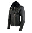 Milwaukee Leather Women’s Galactica Black Leather Vented Motorcycle Jacket with Removable Hoodie - MLL2575