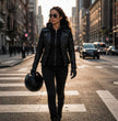 Milwaukee Leather Women's Galactica Black Hooded Leather Jacket, MLL2575