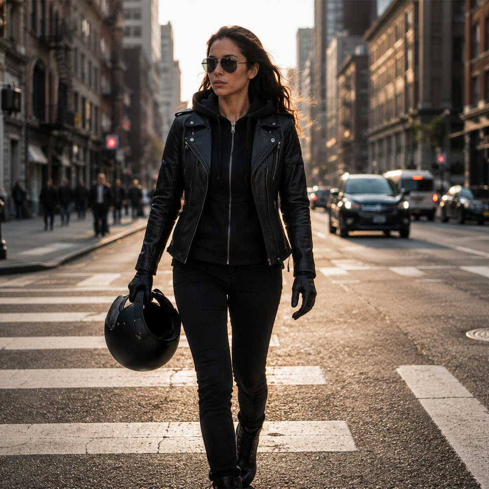 Milwaukee Leather Women's Galactica Black Hooded Leather Jacket, MLL2575