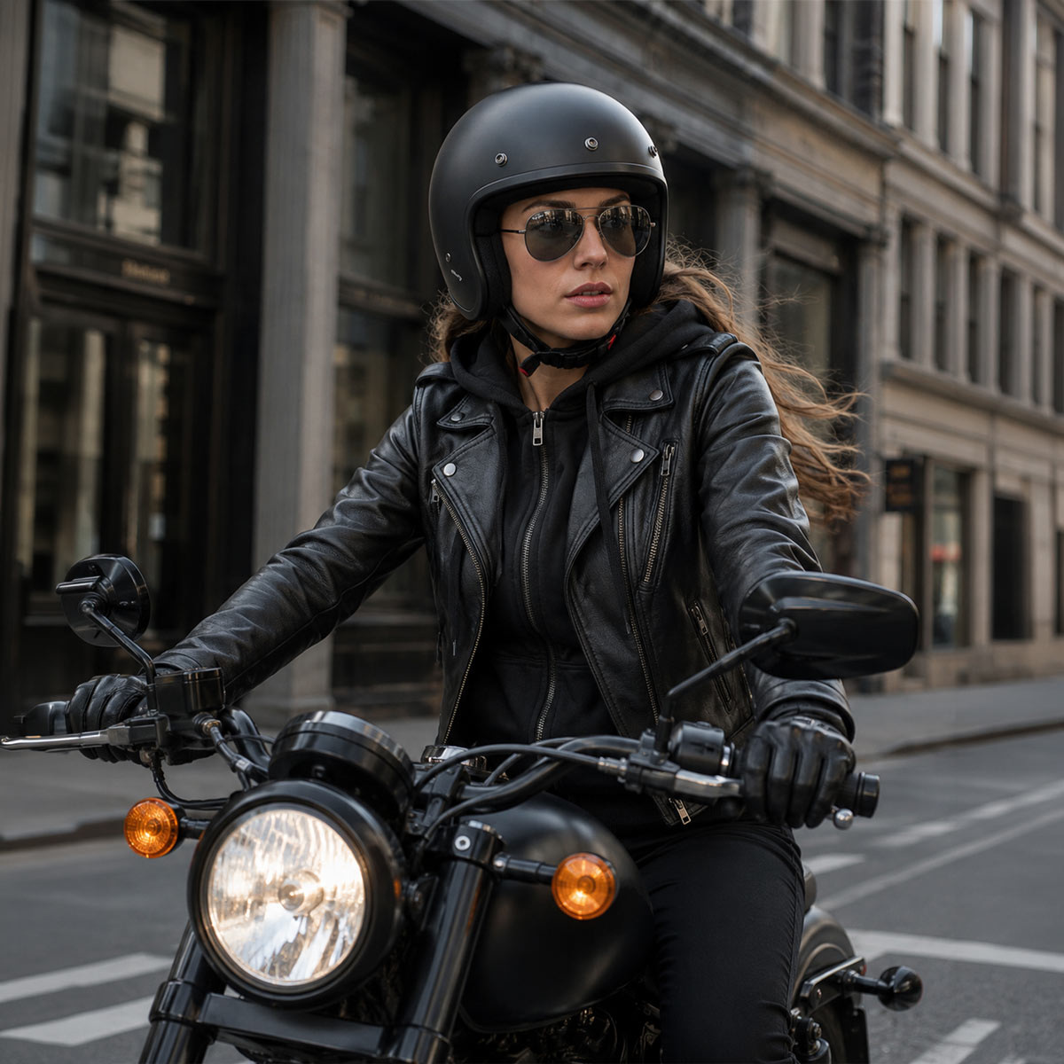 Milwaukee Leather Women’s Galactica Black Leather Vented Motorcycle Jacket with Removable Hoodie - MLL2575