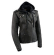 Milwaukee Leather Women's Galactica Black Hooded Leather Jacket, MLL2575