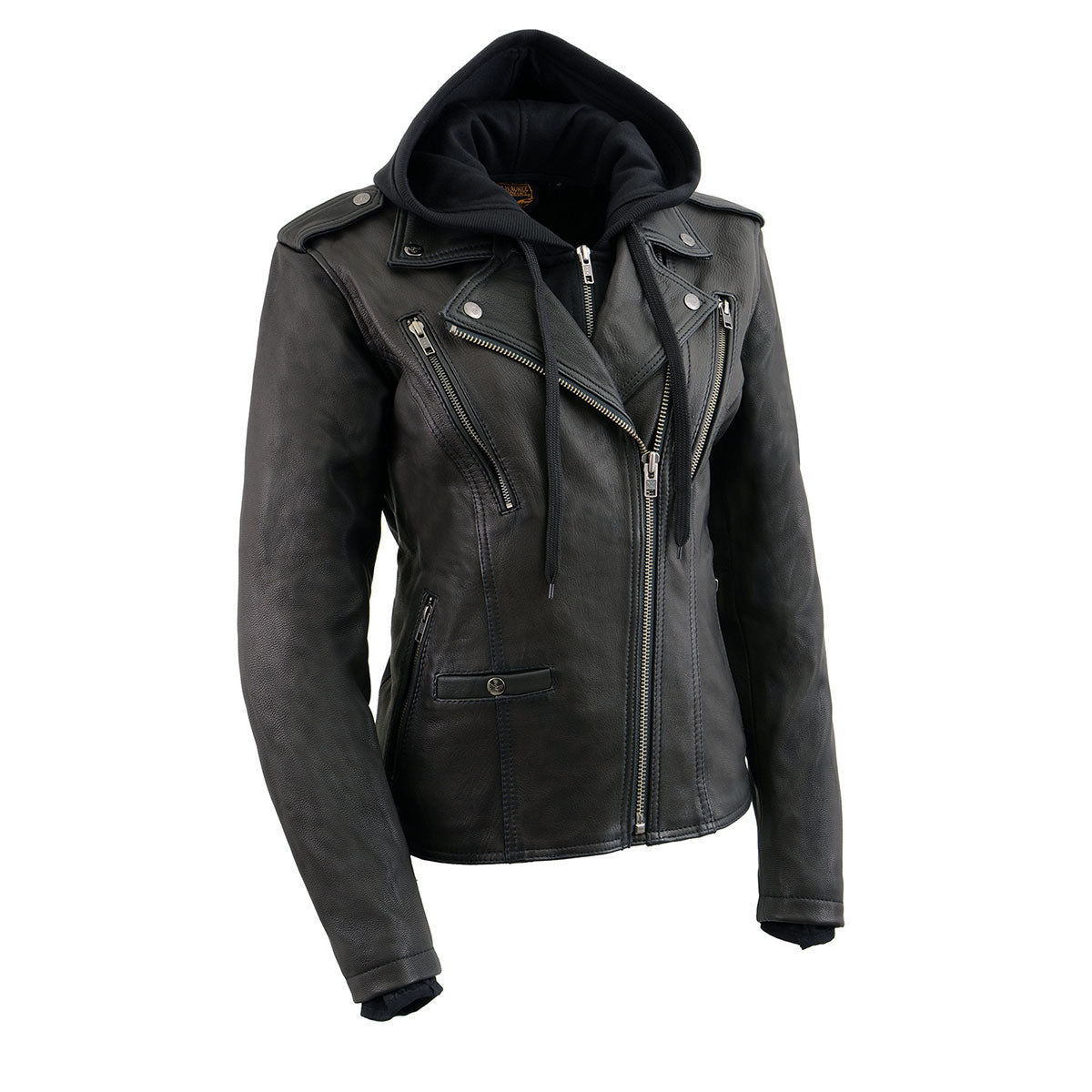 Milwaukee Leather Women's Galactica Black Hooded Leather Jacket, MLL2575