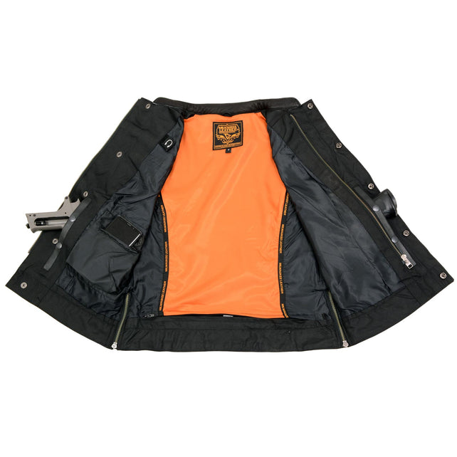 Milwaukee Leather MLL4512 Women’s Lashes Black Leather Club Style Motorcycle Rider Vest w/ Concealed Closure