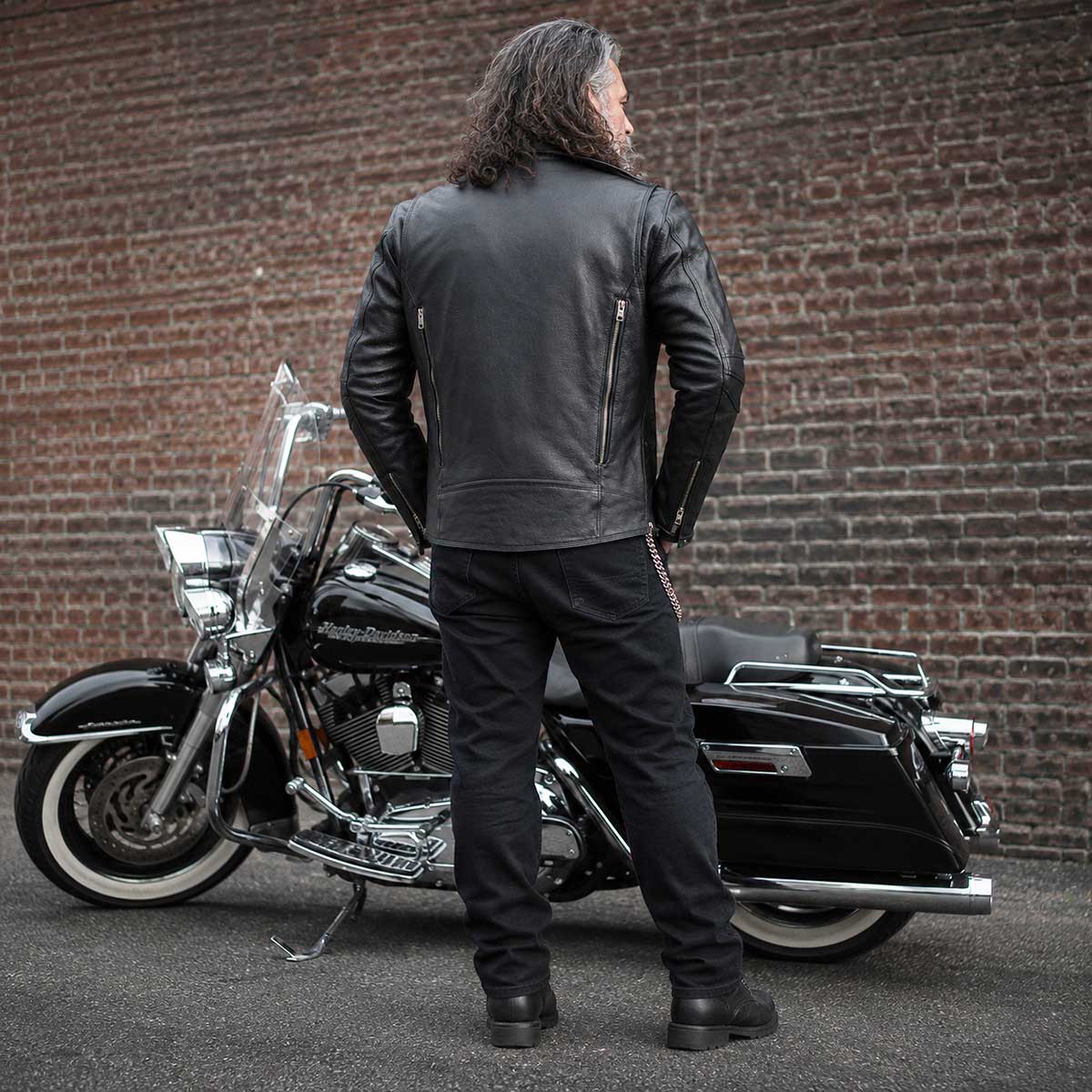 Milwaukee Leather MLM1515 Men's Classic Beltless Black Leather Triple Stitched Motorcycle Biker Rider Jacket