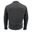 Milwaukee Leather MLM1536 Mens Vintage Distressed Grey Leather Scooter Style Motorcycle Jacket - Reflective Piping