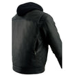 Milwaukee Leather MLM1537 Men's Black Leather ‘Utility Pocket’ Vented Jacket with Removable Hoodie