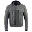 Milwaukee Leather MLM1539 Men's Distressed Grey Leather ‘Utility Pocket’ Vented Jacket with Removable Hoodie