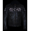 Milwaukee Leather MLM1561 Men's Distressed Brown Leather Jacket with Reflective Skulls