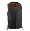 Milwaukee Leather MLM3520 Men's Black Straight Bottom Side Lace Motorcycle Leather Vest