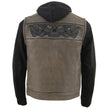 Milwaukee Leather MLM3561 Men's "Hell Raiser" 2 in 1 Distress Brown Leather Vest w/ Removeable Hoodie - Reflective Skull Artwork