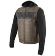 Milwaukee Leather Men's Distress Brown Hooded Leather Vest, MLM3561