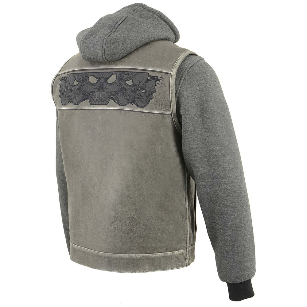 Milwaukee Leather Men's 2-in-1 Distressed Grey Leather Vest, MLM3562