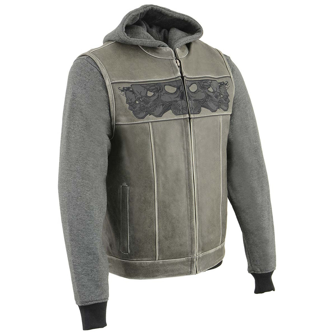 Milwaukee Leather Men's 2-in-1 Distressed Grey Leather Vest, MLM3562