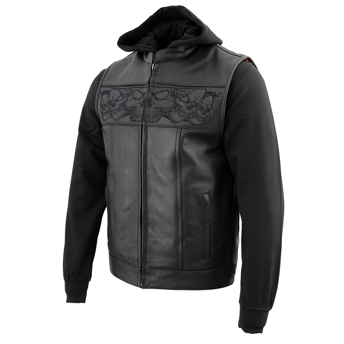 Milwaukee Leather Men's 2-in-1 Black Leather Vest, MLM3563