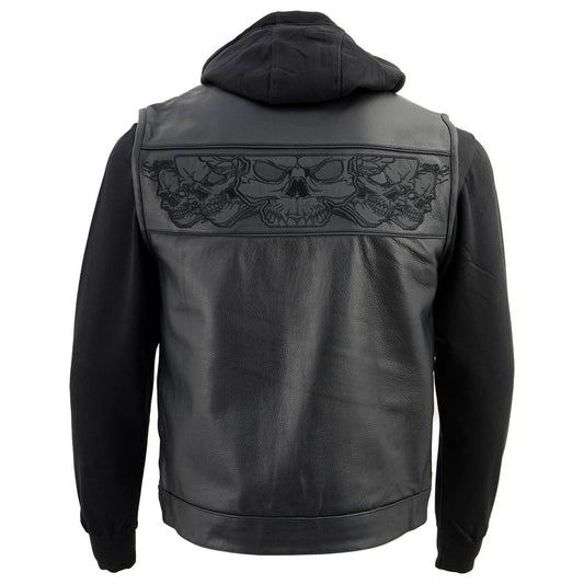 Milwaukee Leather Men's 2-in-1 Black Leather Vest, MLM3563