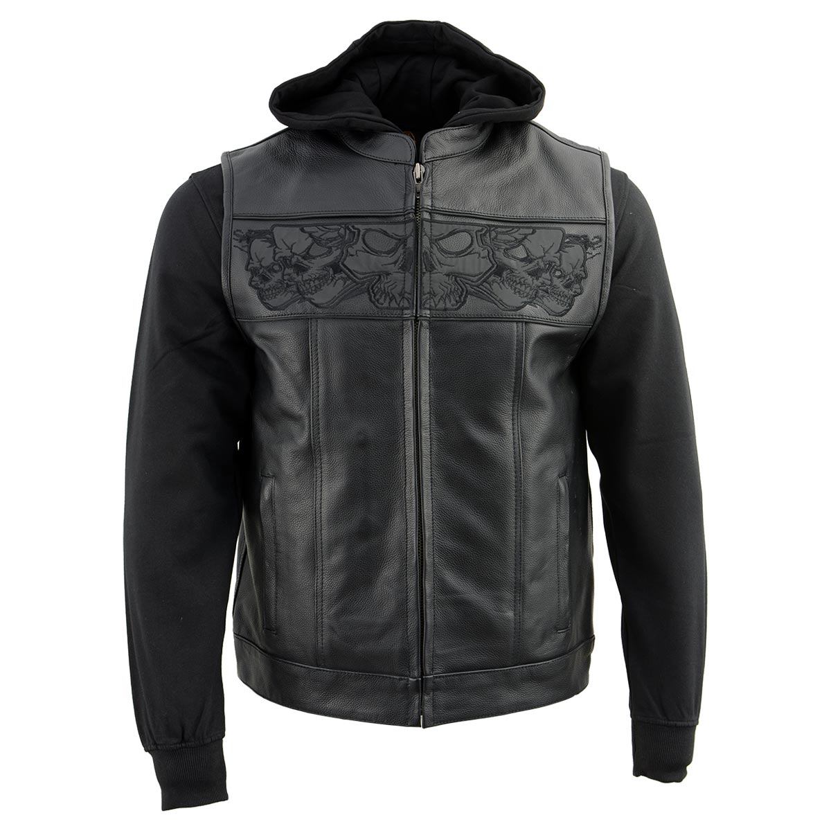 Milwaukee Leather Men's 2-in-1 Black Leather Vest, MLM3563