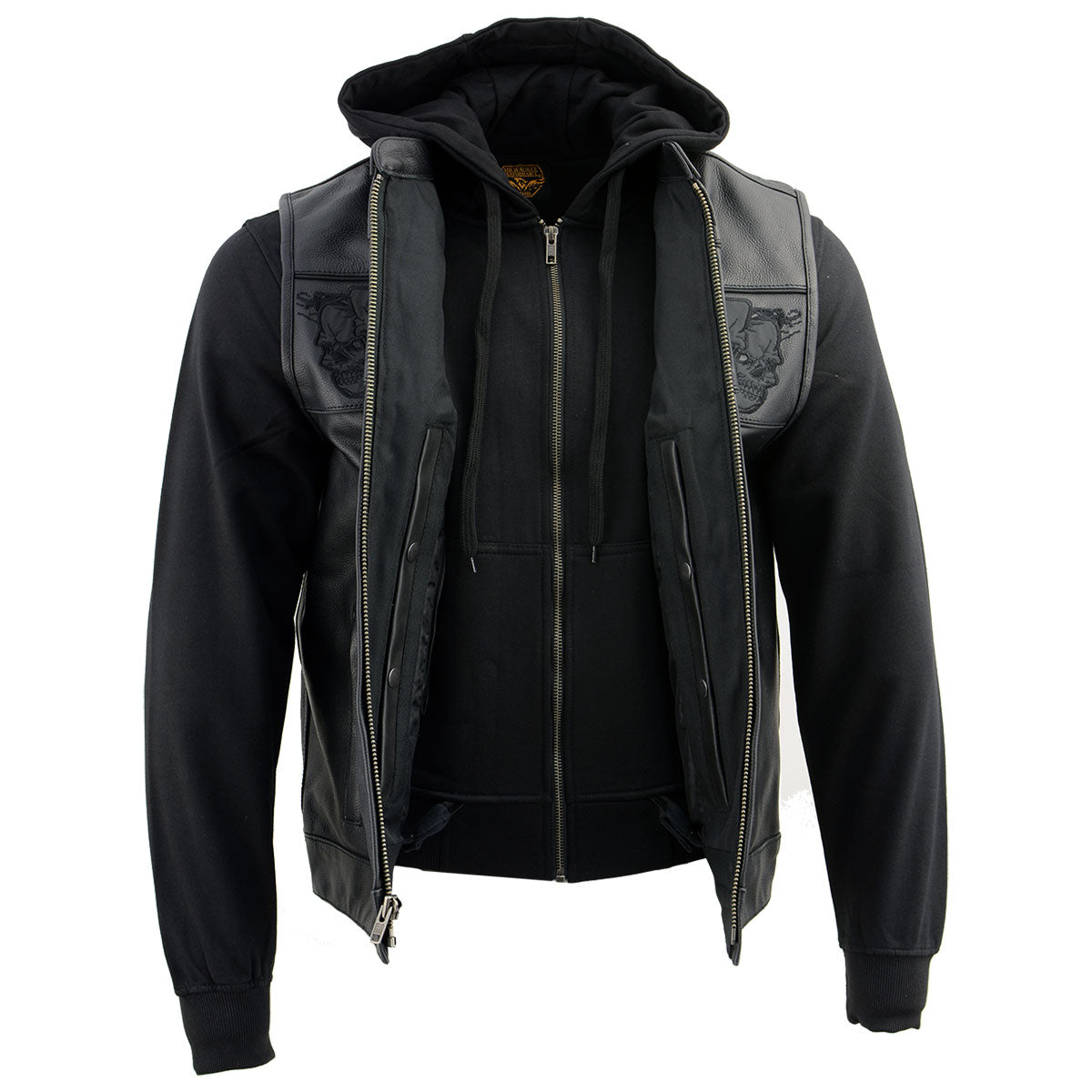 Milwaukee Leather Men's 2-in-1 Black Leather Vest, MLM3563