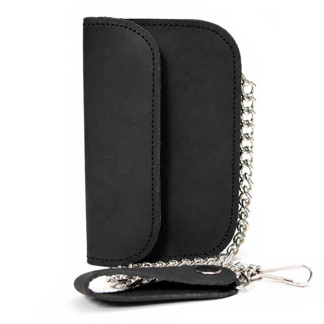 Milwaukee Leather Black Crazy Horse Leather Biker Flap Wallet, MLW7844