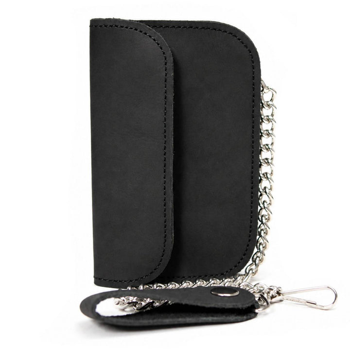 Milwaukee Leather Black Crazy Horse Leather Biker Flap Wallet, MLW7844
