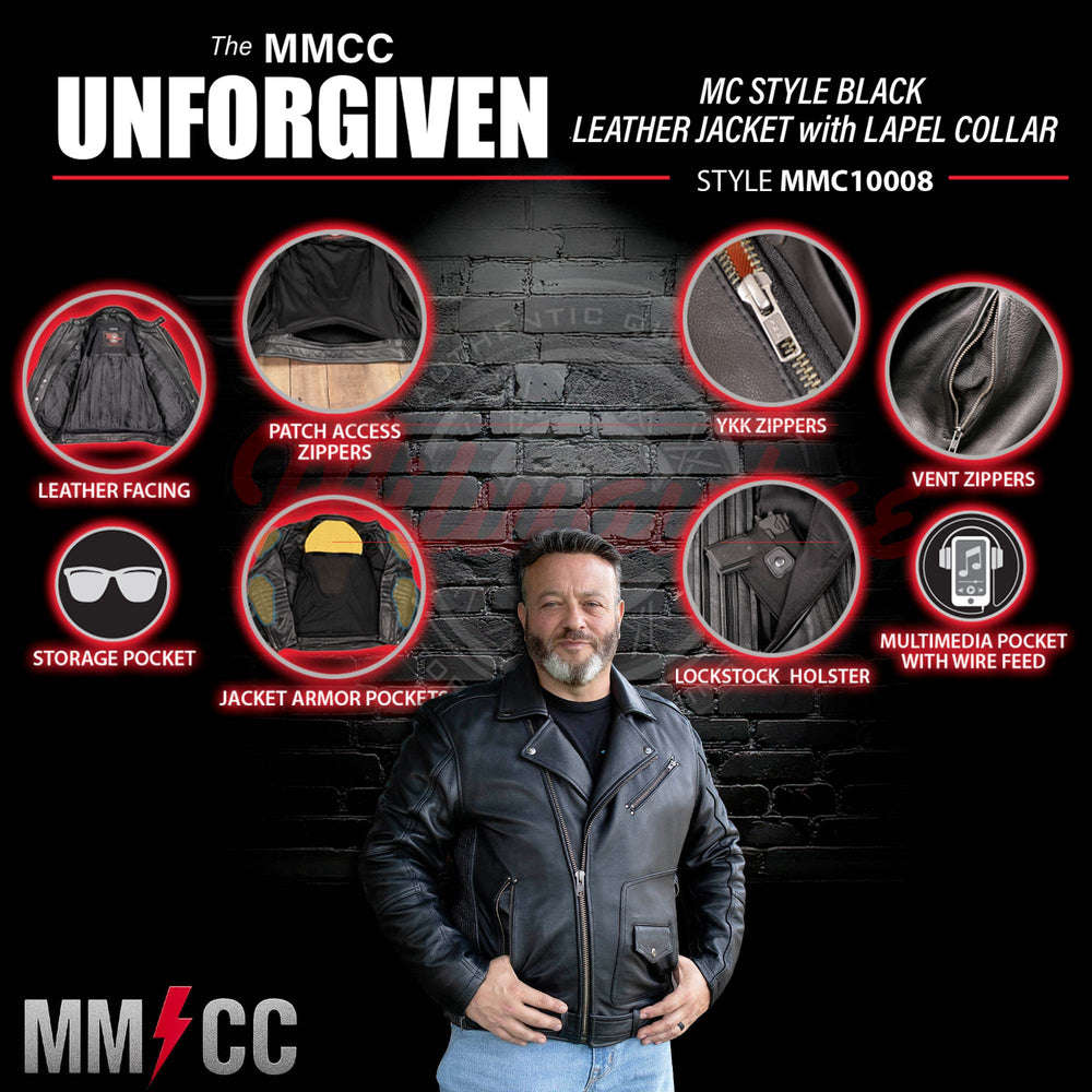 Milwaukee Motorcycle Clothing Co. Men's Black Leather Jacket, MMC1008