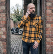 MMCC Deadbolt Men's Mustard Black White Plaid Flannel Shirt - 100% Cotton with Microfiber Wipe Panel - MMC11620