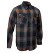 MMCC Burnline Men's Black Gray Orange Plaid Flannel Shirt - 100% Cotton Long Sleeve Button-Up - MMC11623