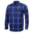 MMCC Blue Wire Men's Navy Blue White Plaid Flannel Shirt - 100% Cotton Long Sleeve Button-Up - MMC11624