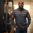 MMCC Men's Octane Long Sleeve Mechanic Shirt - Grey with Orange Stripe - 50-50 Cotton Poly - MMCC16001