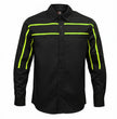 MMCC Men's Octane Long Sleeve Mechanic Shirt - Black with Neon Green Stripe - 50-50 Cotton Poly - MMCC16004