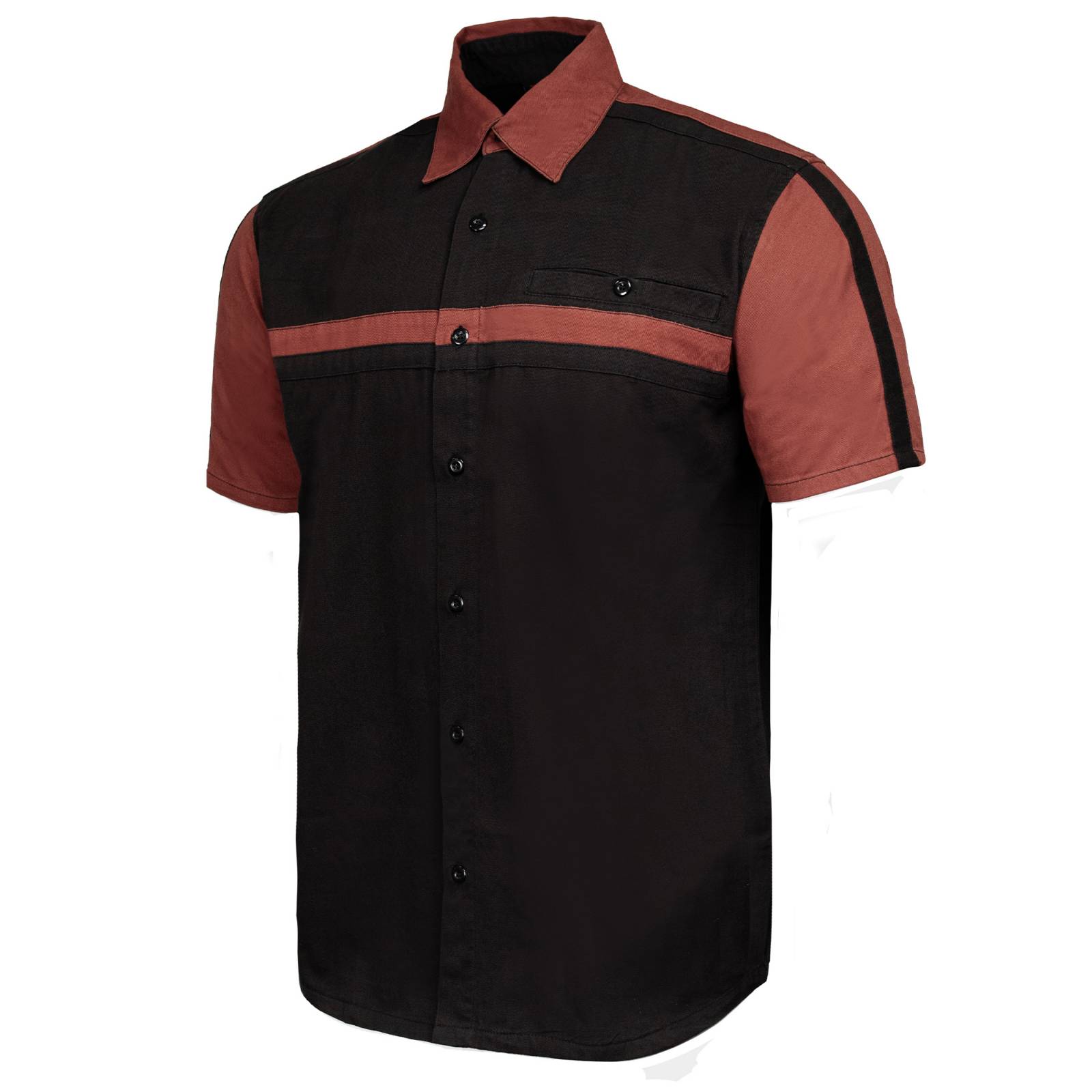 MMCC Men's Gear Head Classic Mechanic Button Up Shirt - Dual Chest Pockets - Microfiber Panel
