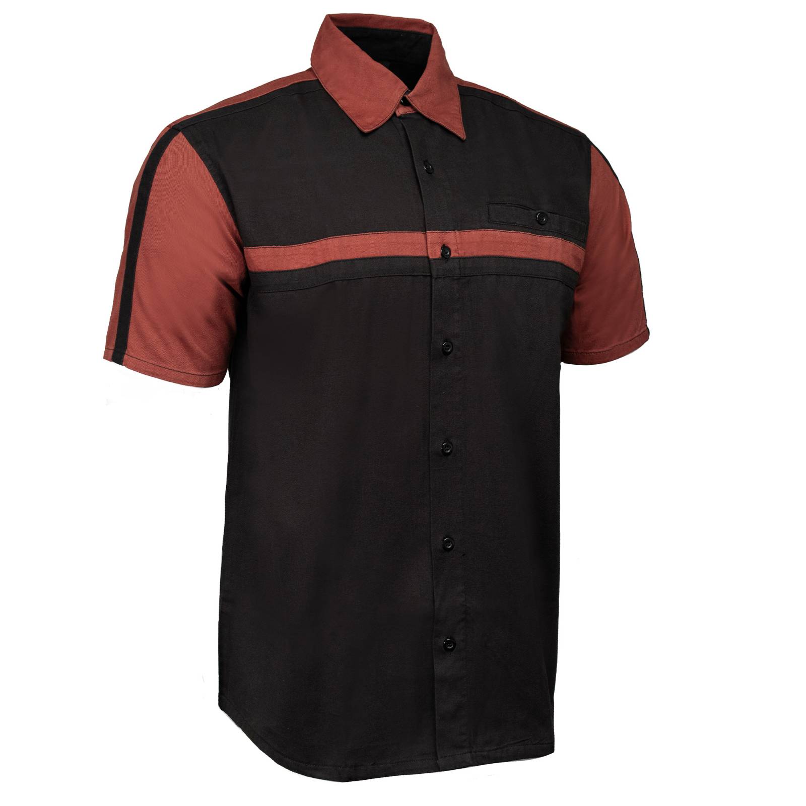 MMCC Men's Gear Head Classic Mechanic Button Up Shirt - Dual Chest Pockets - Microfiber Panel