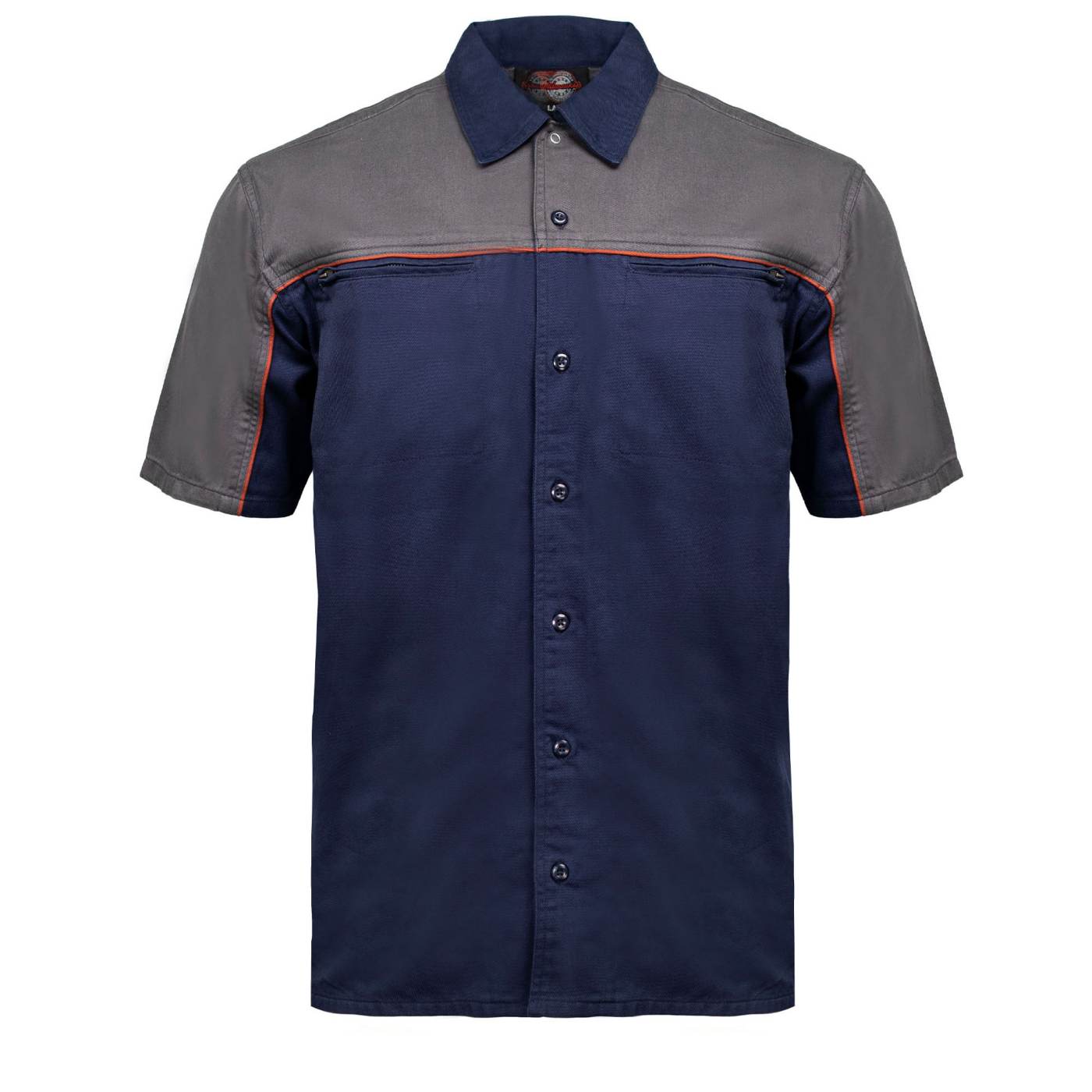 MMCC Men's Reveline Classic Mechanic Shirt - 100% Cotton - 2 Chest Zipper Pockets - Microfiber Panel