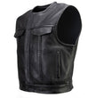 Milwaukee Motorcycle Clothing Co. Men's Low-Key Premium Black Leather Club Style Biker Vest MMC30000