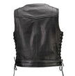 Milwaukee Motorcycle Clothing Co. Women's Rave Black Premium Leather Deep Neck Side Lace Vest MMC40000