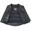 Milwaukee Motorcycle Clothing Co. Women's Gixxer Black Premium Leather Vest w/ Round Neck Side Buckle MMC40003