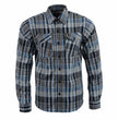 Milwaukee Leather MNG11626 Men's Flannel Plaid Black and White with Blue Long Sleeve Cotton Button Down Shirt