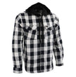 Milwaukee Leather MNG11629 Men's Long Sleeve Flannel Black and White Cotton Button Down Shirt w/ Hoodie