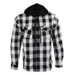 Milwaukee Leather MNG11629 Men's Long Sleeve Flannel Black and White Cotton Button Down Shirt w/ Hoodie