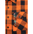 Milwaukee Leather MNG11642 Men's Flannel Plaid Orange and Black Long Sleeve Cotton Button Down Shirt w/ Hoodie