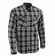 Milwaukee Leather Men's Flannel Plaid Shirt Black and White Long Sleeve Cotton Button Down Shirt MNG11646