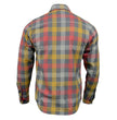 Milwaukee Leather MNG11661 Men's Gray and Red with Yellow Long Sleeve Cotton Flannel Shirt