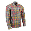 Milwaukee Leather MNG11661 Men's Gray and Red with Yellow Long Sleeve Cotton Flannel Shirt