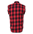 Milwaukee Leather MNG11692 Men’s Classic Black and Red Button-Down Flannel Cut Off Frayed Sleeveless Casual Shirt