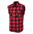 Milwaukee Leather MNG11692 Men’s Classic Black and Red Button-Down Flannel Cut Off Frayed Sleeveless Casual Shirt