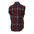 Milwaukee Leather MNG11696 Men’s Classic Black and Grey with Red Button-Down Flannel Cut Off Frayed Sleeveless Casual Shirt