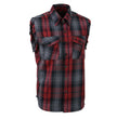 Milwaukee Leather MNG11696 Men’s Classic Black and Grey with Red Button-Down Flannel Cut Off Frayed Sleeveless Casual Shirt