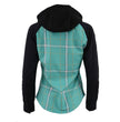 Milwaukee Leather MNG21601 Women's Casual Black and Teal Long Sleeve Cotton Flannel Shirt with Hoodie