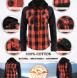 Milwaukee Leather MNG21602 Women's Casual Black and Red Long Sleeve Cotton Flannel Shirt with Hoodie
